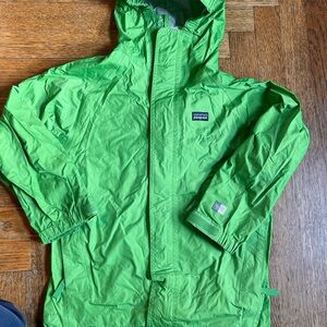 Patagonia Kids Vibrant Green Rain Jacket, Size 8